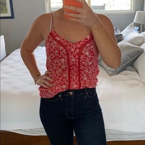 Nordstrom red and white floral tank